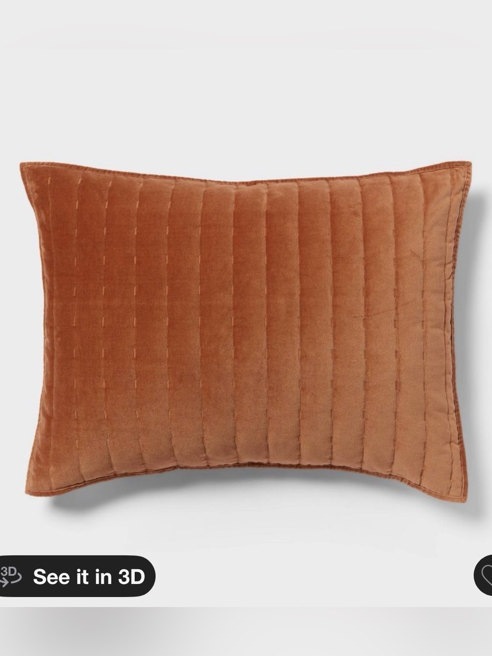 NWT Threshold Channel Stitch Velvet Quilt Sham Camel